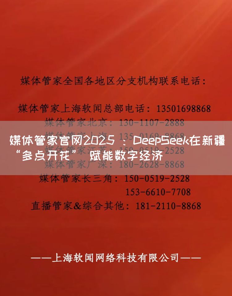媒体管家官网2025 ：DeepSeek在新疆“多点开花” 赋能数字经济