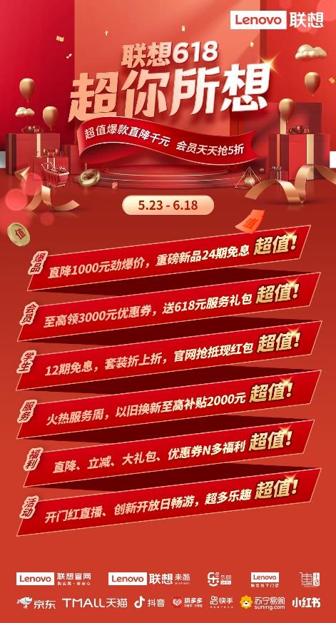 联想618大促全案公布  ThinkBook爆款最高直降1400  4大套装打造最强生产力